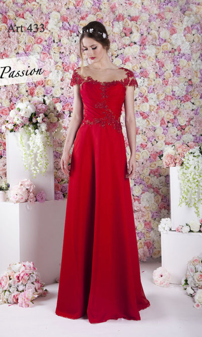 Robe de soirée en mousseline rouge mariage