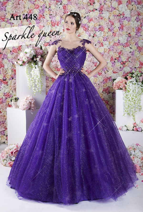 Robe de bal scintillante couleur violette