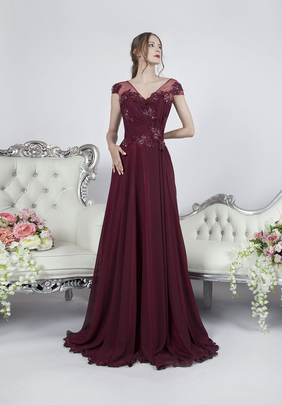 robe elegante bordeaux