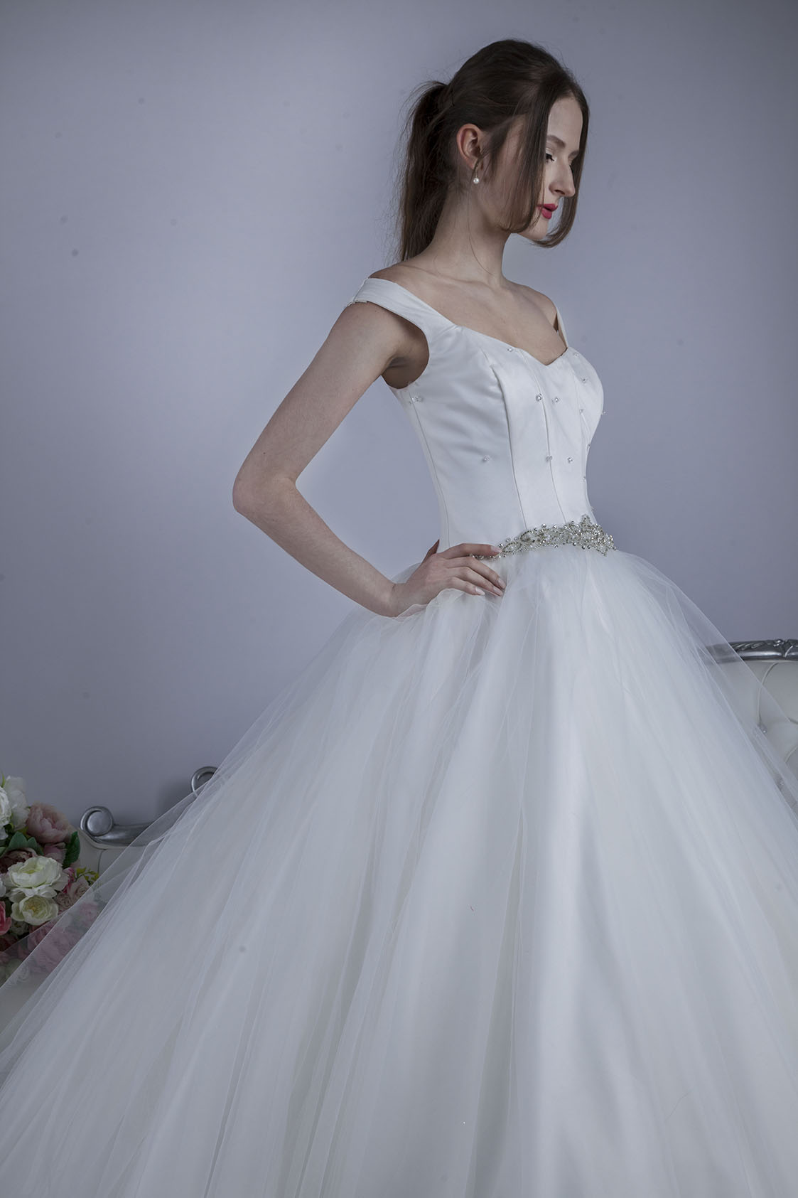 Robe de mariage trapèze en tulle