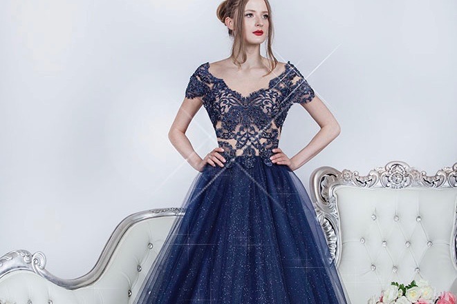 Robe de soirée princesse avec un tulle à paillettes