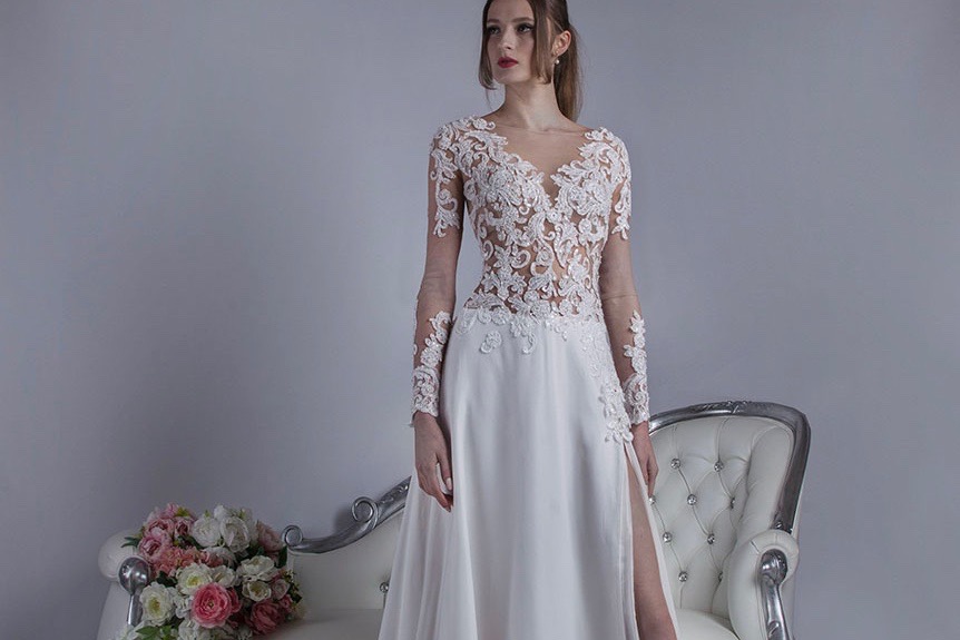 Robe de mariée avec un bustier bohème chic