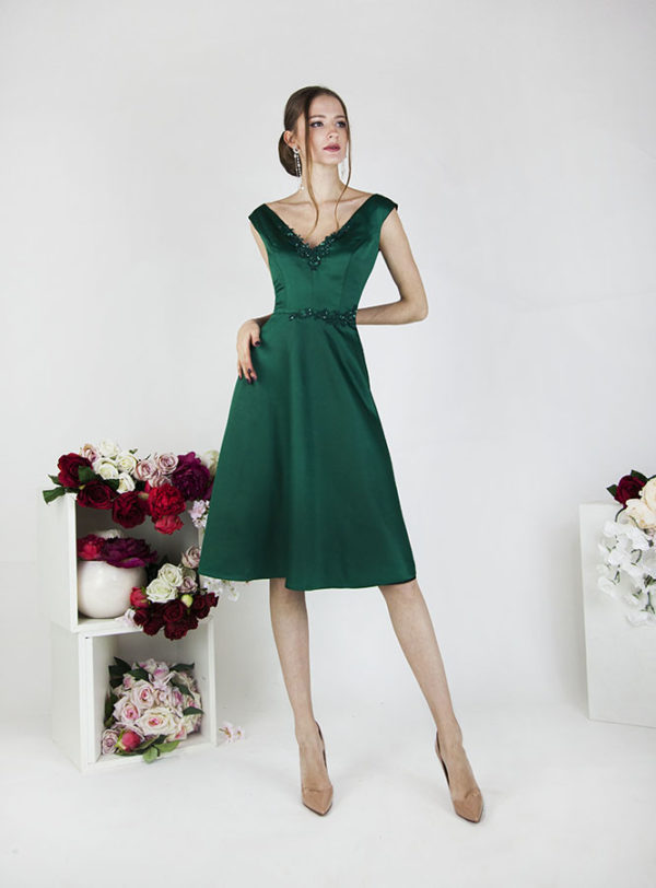 Robe de cérémonie pour mariage couleur verte