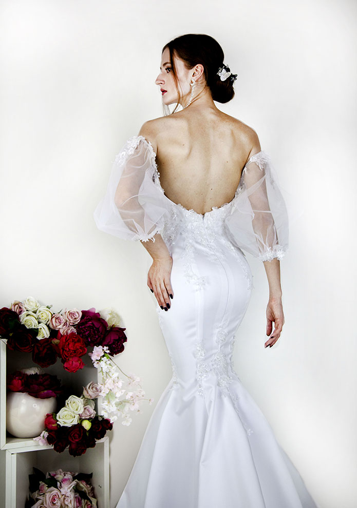 Robe de mariée sexy moulante avec manches