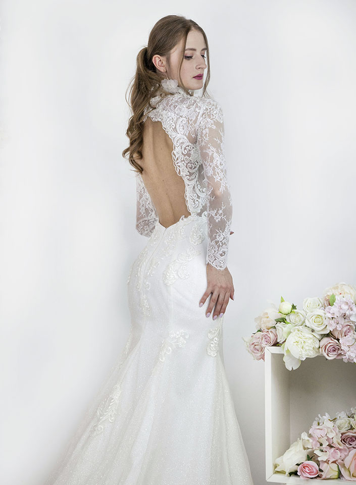 Robe de mariée sirène sexy avec dos nu