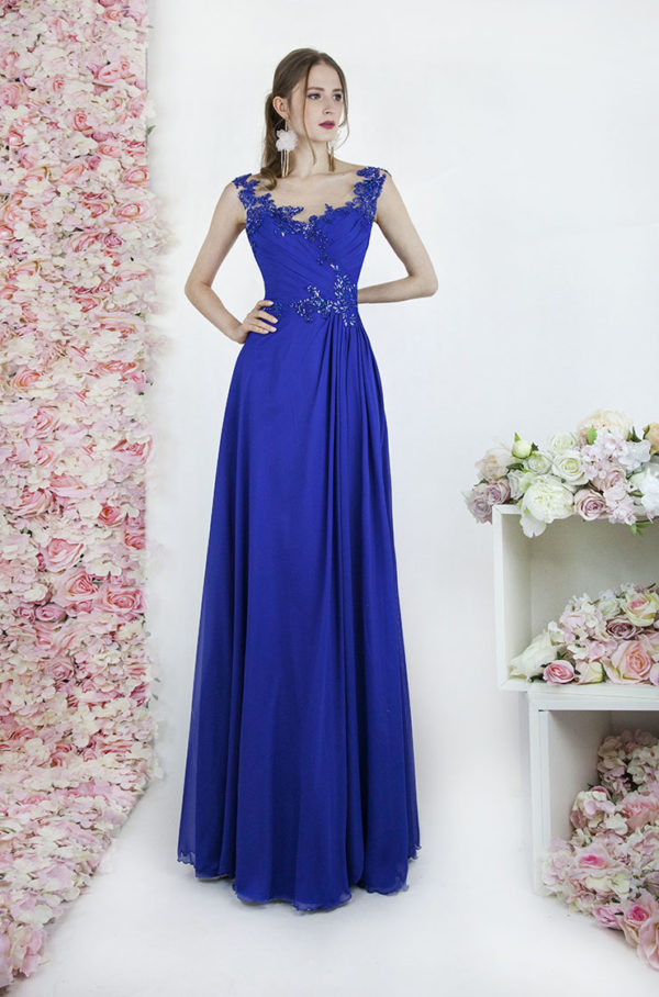 Robe du soir pour bal ou mariage couleur bleu