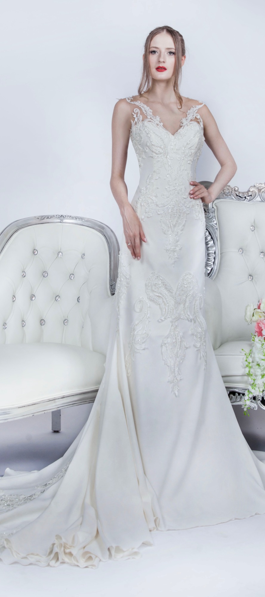 Dos original d'une belle robe de mariée en achat