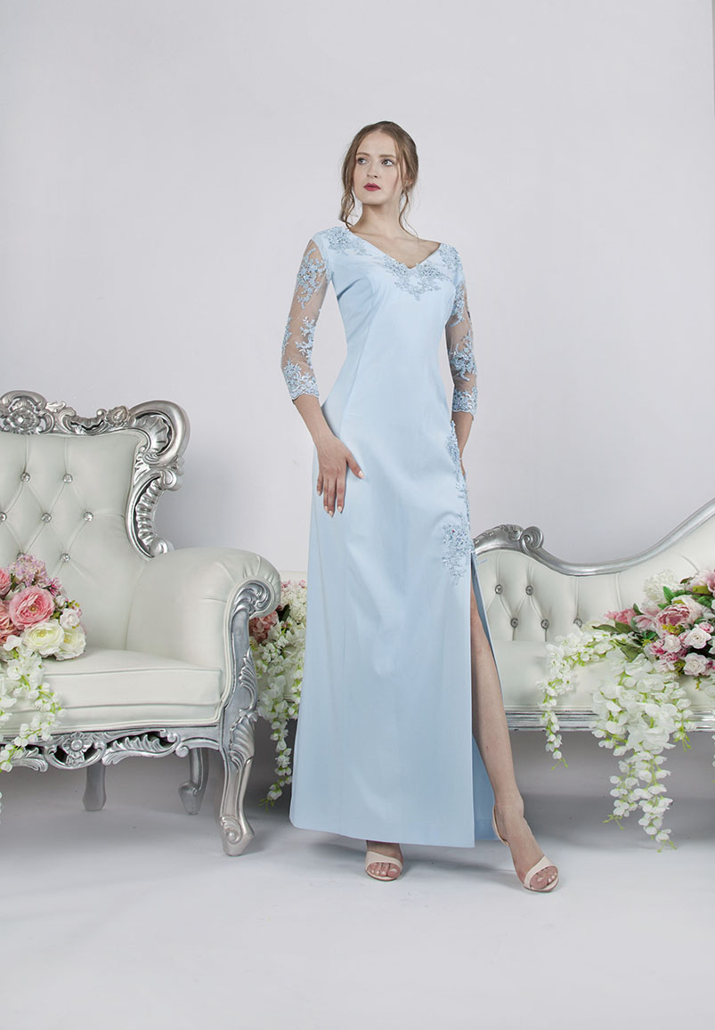 Robe de soirée pour mariage grande taille couleur bleu ciel