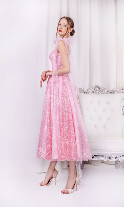 Robe de soirée rose pour fiançailles