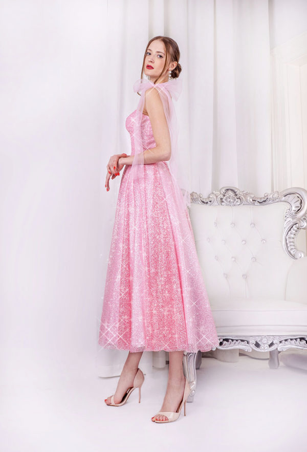 Robe de soirée rose pour fiançailles