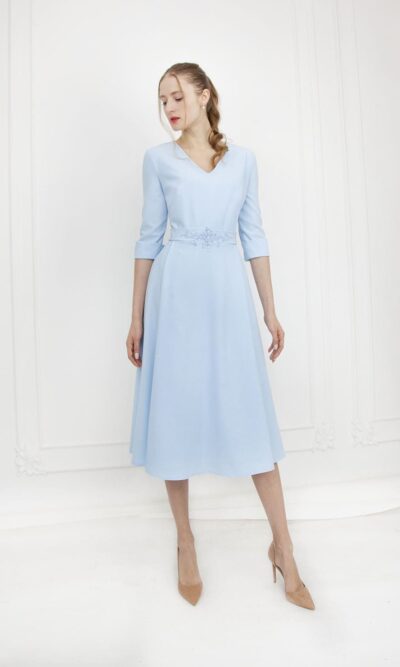 Robe de cocktail courte bleue pour mariage