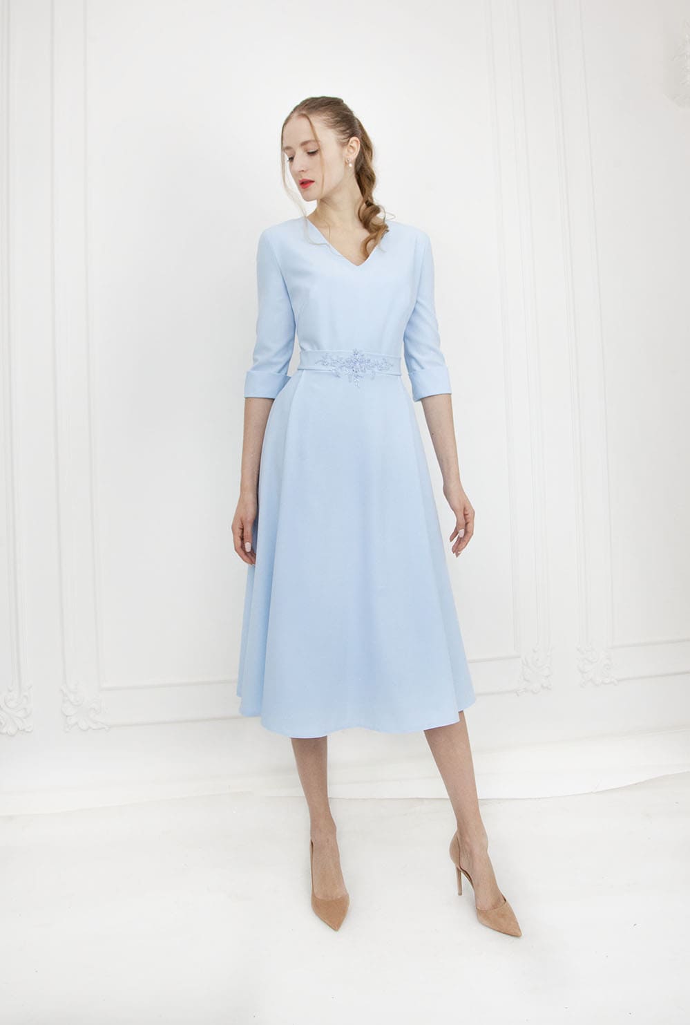 Robe de cocktail courte bleue pour mariage