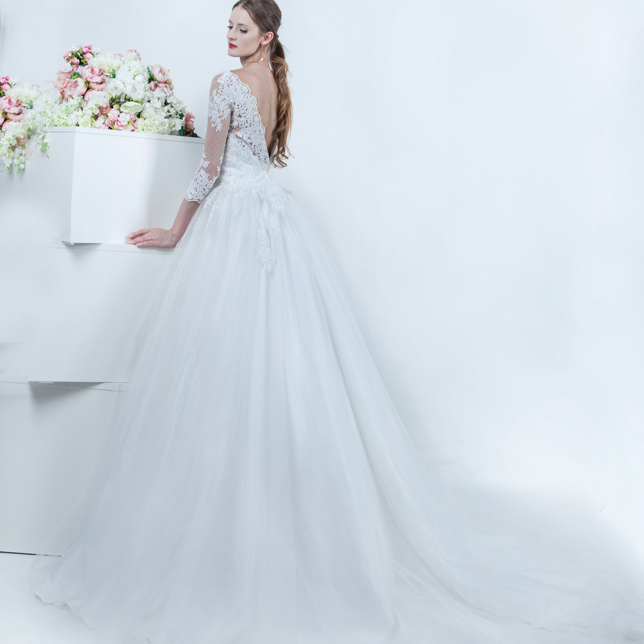 Robe de mariée princesse avec manches